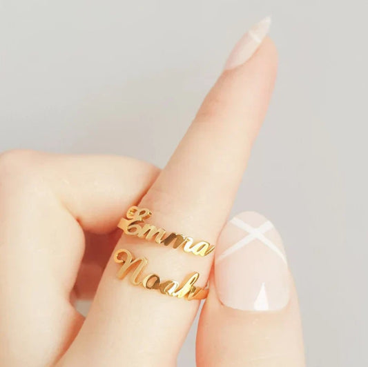 Adjustable Couple Name Ring Customized
