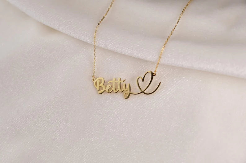 Personalized Name Necklace with Heart Accent