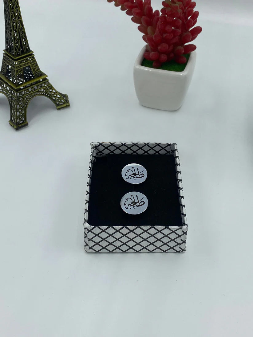 أزرار أكمام مخصصة محفور عليها اسم عربي 1