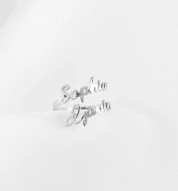 Adjustable Couple Name Ring Customized
