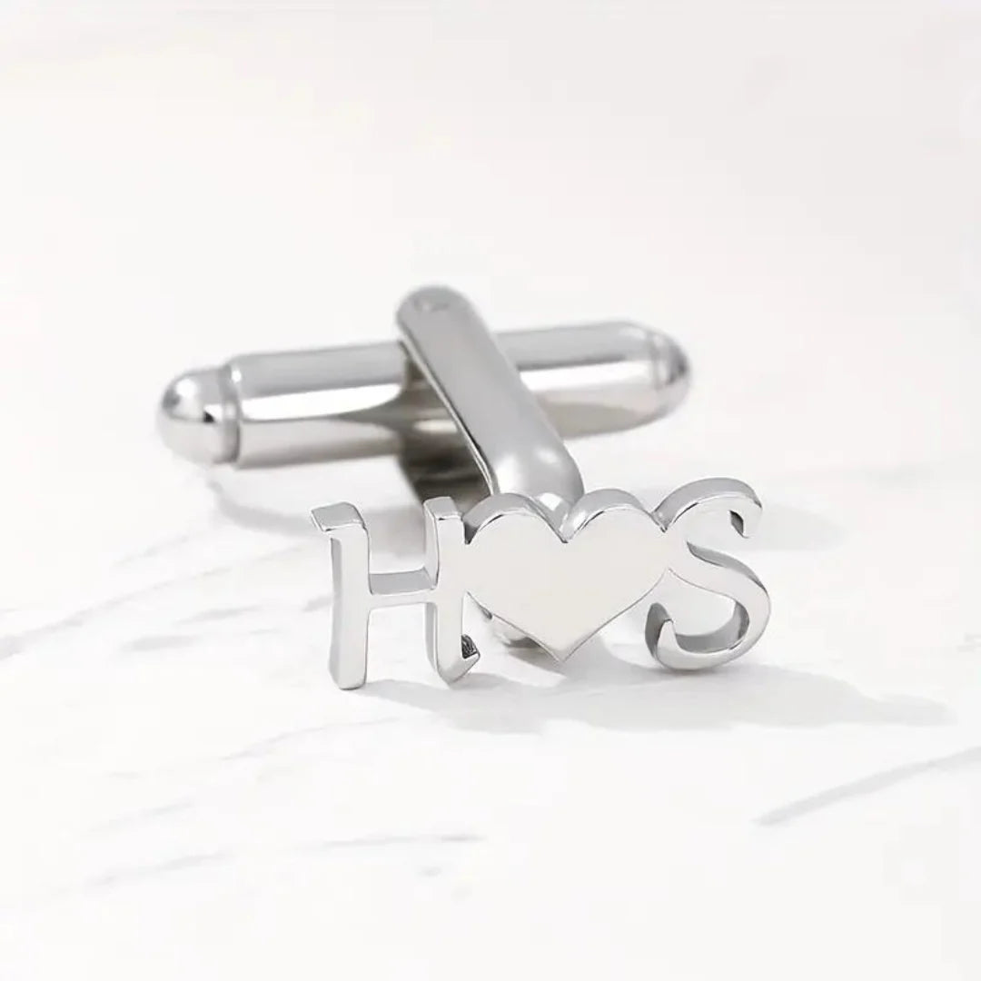 Initials Heart Cufflinks