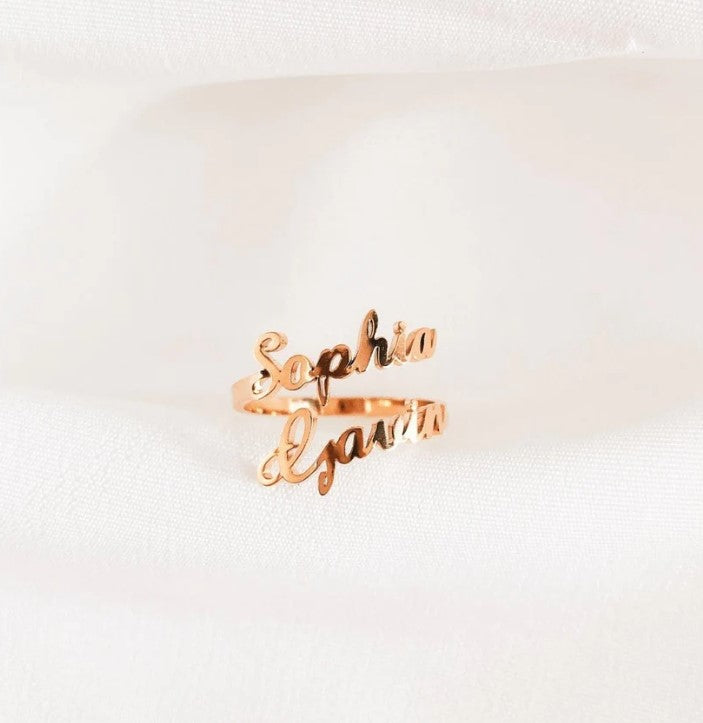 Adjustable Couple Name Ring Customized