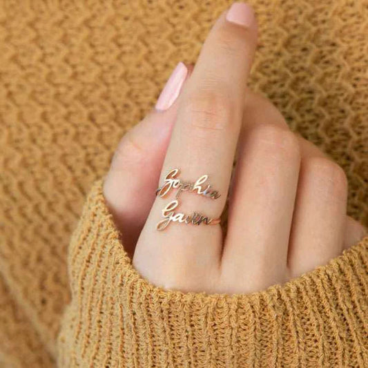 Custom Adjustable Couple Name Ring