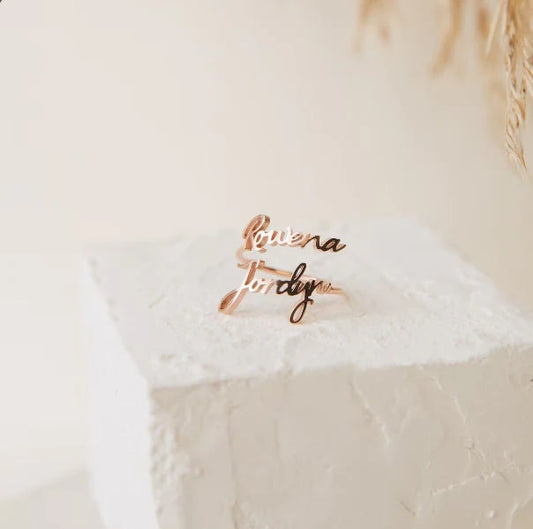 Custom Adjustable Couple Name Ring