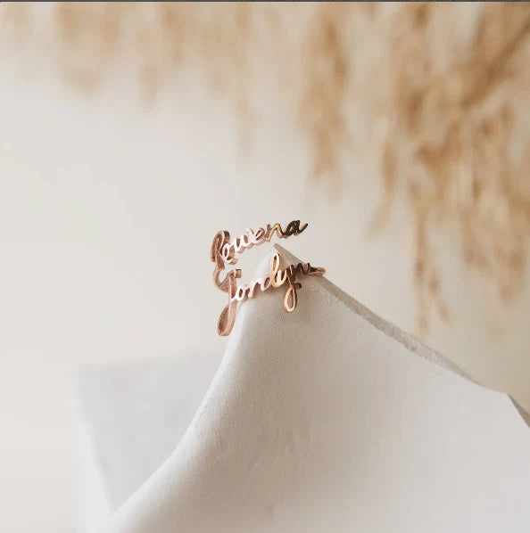 Custom Adjustable Couple Name Ring