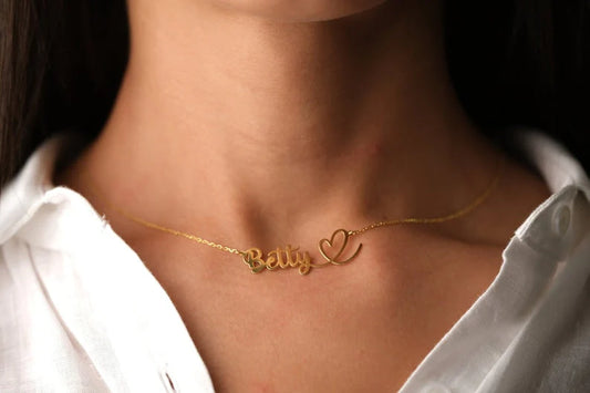 Personalized Name Necklace with Heart Accent