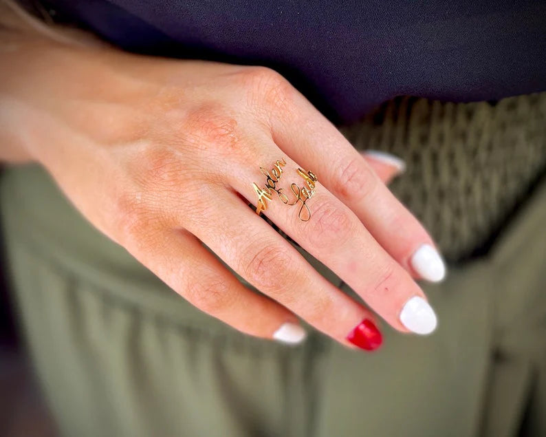 Custom Adjustable Couple Name Ring