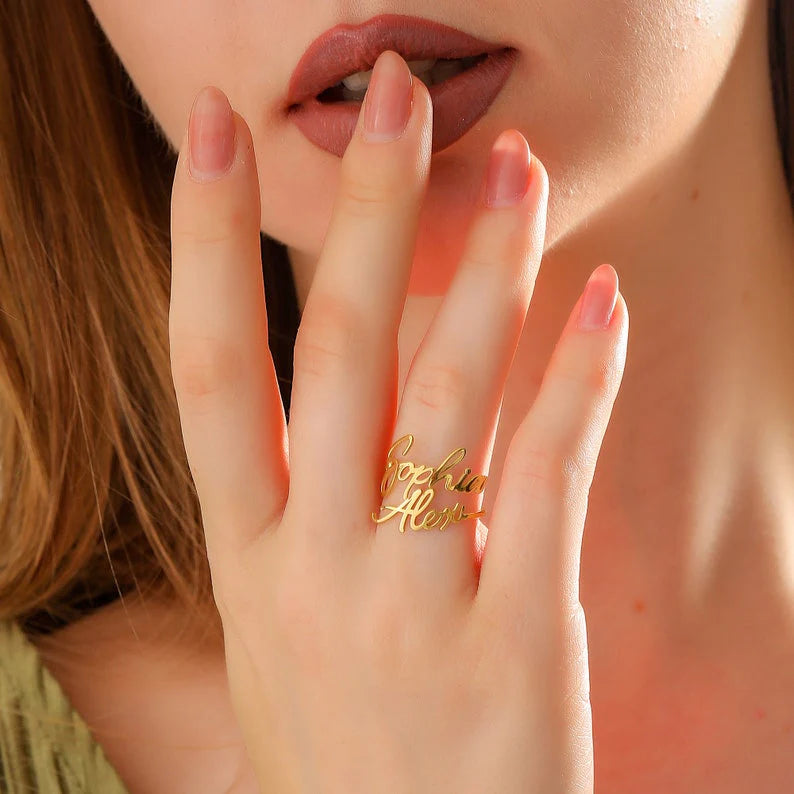 Custom Adjustable Couple Name Ring