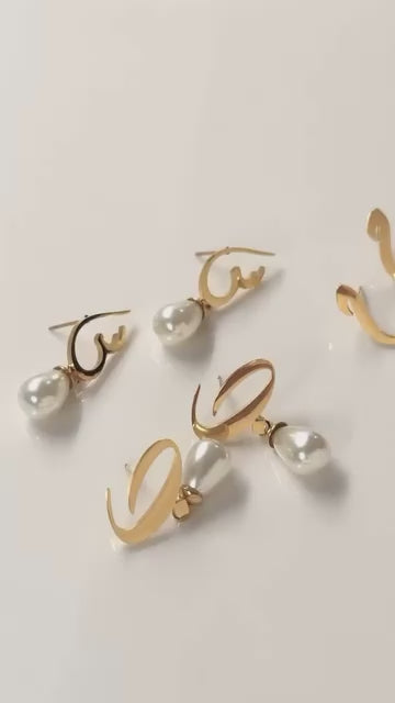 Calligraphed Letter Earrings